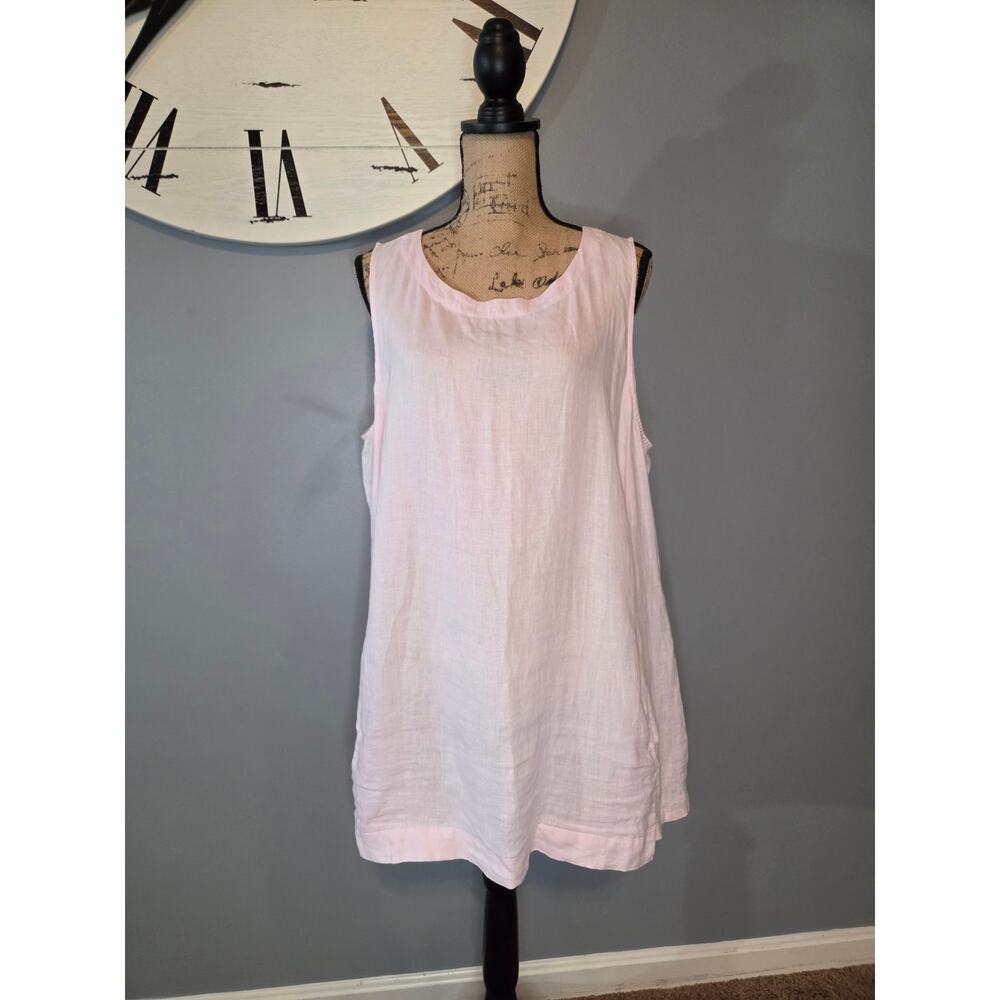 J Jill pure linen 100% linen pink mini dress sleeveless pockets XL